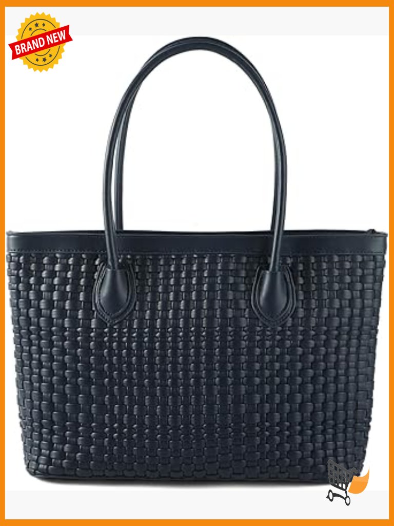 Vegan Leather Woven Hobo Tote Bag Zip Closure Shoulder Handbag